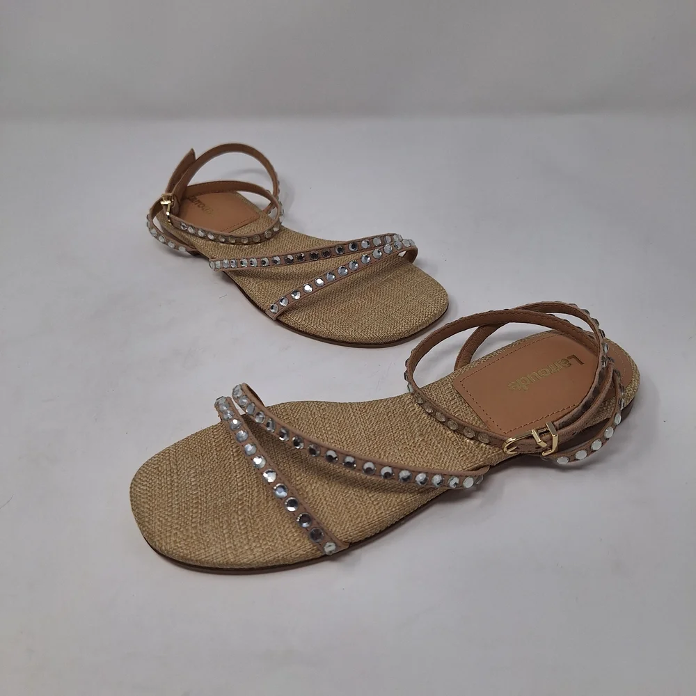 Larroude Patmos Crystal Sandal in Cristal